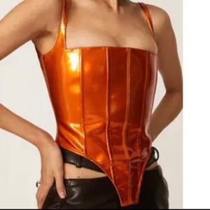 LaQuan smith vinyl corset in orange